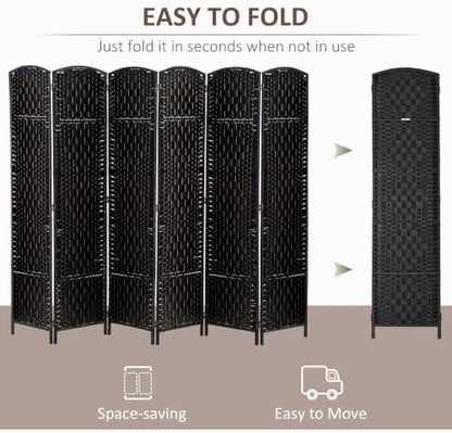 HOMCOM Room Divider 6-Panel, 6FT-Tall Folding Privacy Screen - Image 3