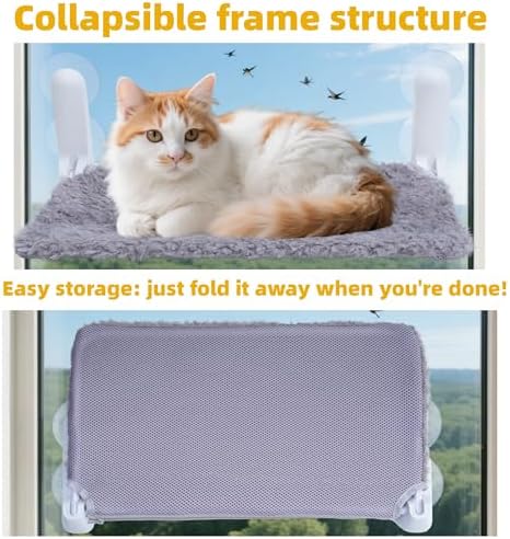 YUNIQUE Cat Window Perch, Upturned Edge Bracket, Portable Wall Hammock - Image 7