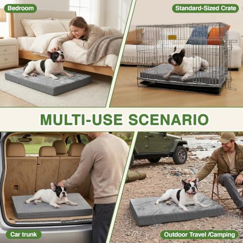 Waterproof Small Dog Bed Crate Pad 24", Washable Puppy Bed Orthopedic Gray - Image 4