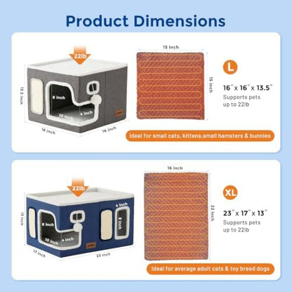 ZOMISIA Heated Cat House Bed for Indoor Cats, Cat Hideway Cube for Sleeping - Image 2