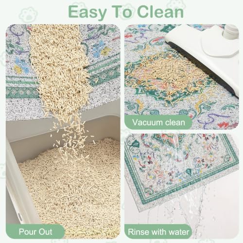 Glittme Cat Litter Mat 33"x22" Non-Slip Washable Trapping Mat - Image 3