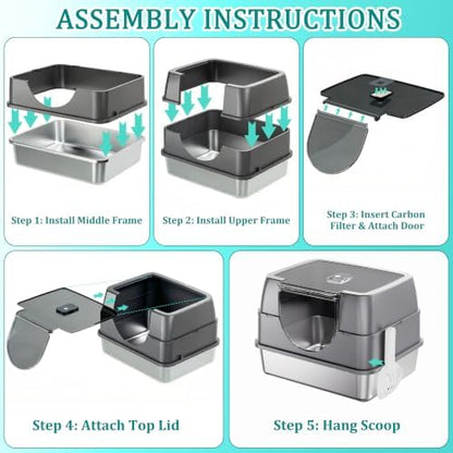 Stainless Steel Enclosed Litter Box - Image 7