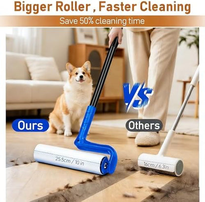 10" Large Lint Roller for Pet Hair Extra Sticky, Floor Lint Rollers Long Handle - Image 2
