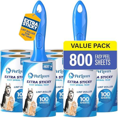 PetLovers Extra Sticky Lint Roller Ultimate Value Set 800 Sheets by PetLovers