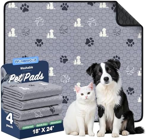 WanpeeGoo Washable Pee Pads for Dogs, Waterproof, 18 x 24 in, 4 Pack by WanpeeGoo