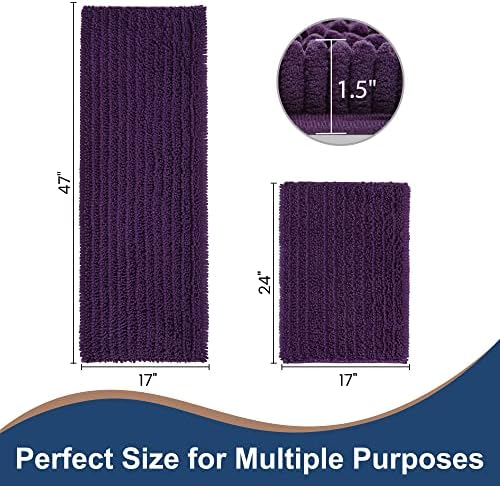Luxury Chenille Plum Bathroom Rugs Sets 2 Piece, Thickened Hot Melt Rubber - Image 6