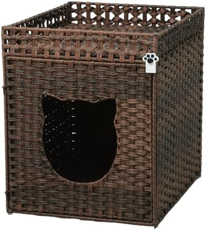 Handwoven Rattan Cat Litter Box Enclosure by MAKEPETLUCKY-WelcometoCatTunnelClub