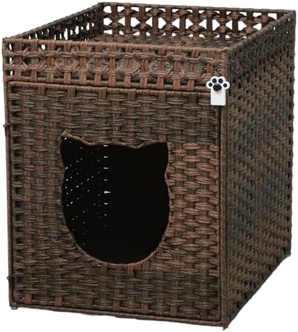 Handwoven Rattan Cat Litter Box Enclosure by MAKEPETLUCKY-WelcometoCatTunnelClub