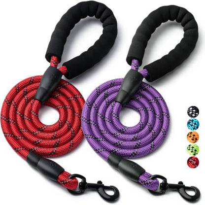2 Pack Dog Leash, Heavy Duty Nylon Rope Pet Leashes by BOOMIBOO