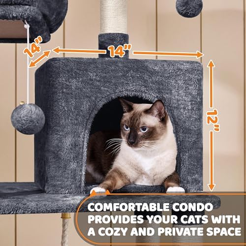 Yaheetech 59in Cat Tree for Large Cats, Condo Tower - Image 5
