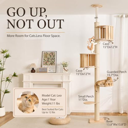 Floor to Ceiling Cat Tree, Adjustable 7.9-9.9 ft Tension Cat Tower - Image 2