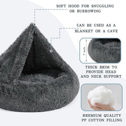 NOYAL Calming Donut Dog Bed, Hooded Cave - Image 3