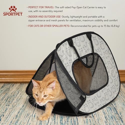 SportPet Designs Soft Sided Cat Carriers, Cat Print 20" - Image 2
