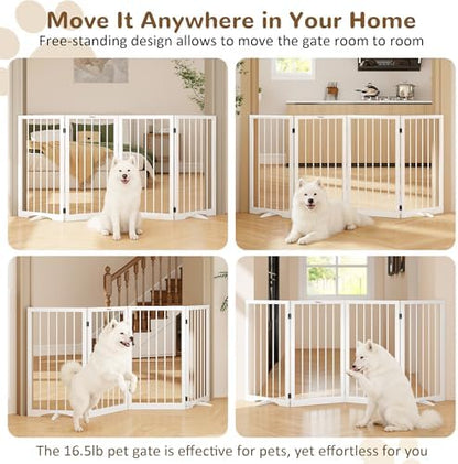 32" Extra Tall Free Standing Dog Gate Indoor, Foldable Pet Gate - Image 3
