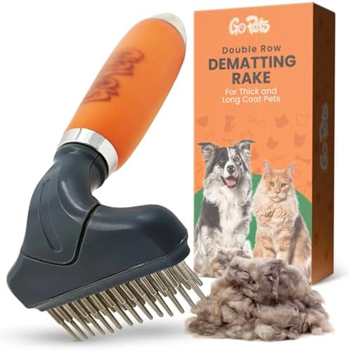 GoPets Double Row Dematting Rake Undercoat Deshedding Tool by GoPets