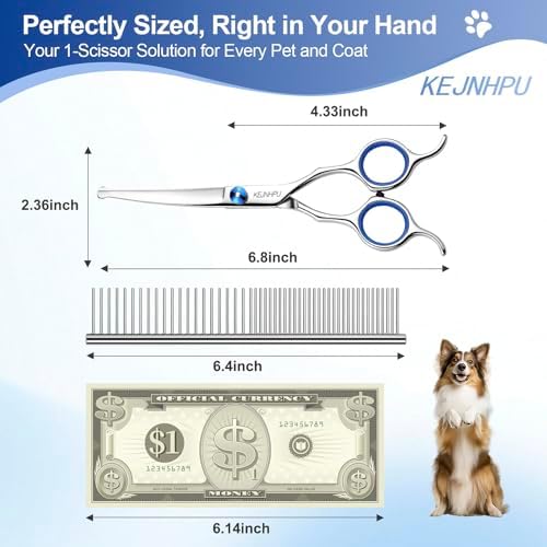 Professional Dog Grooming Kit 6.8 Inches, Curved Dog Grooming Scissors - Image 2