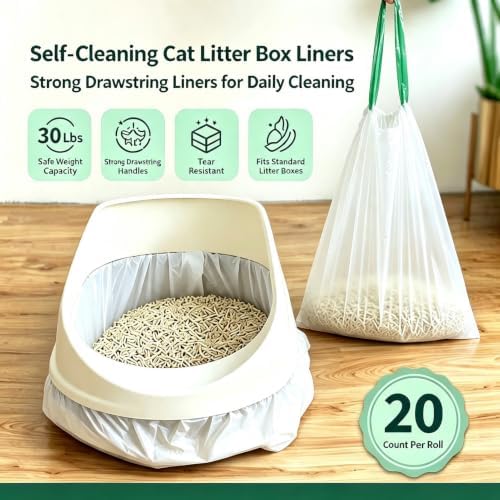 Cat Litter Box Liners, 40 Pack 25.2 x 15.75 Inch Drawstring Disposable Pet - Image 6