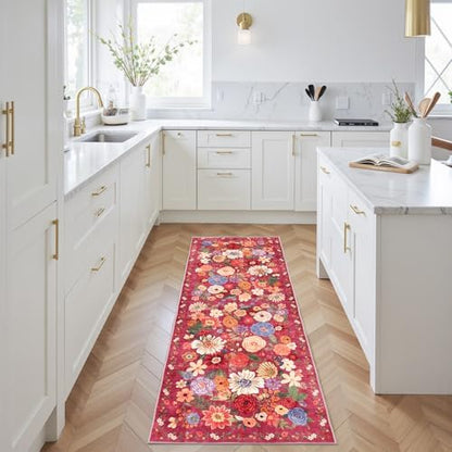 Red Hallway Runner Rug 2x6 for Bedroom Kitchen - Image 3
