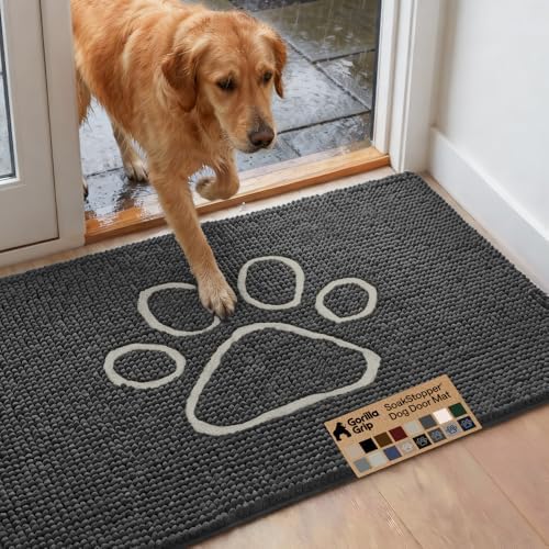 GORILLA GRIP SoakSTOPPER Dog Door Mat, Machine Wash and Dry, 48x30 Charcoal by GorillaGrip