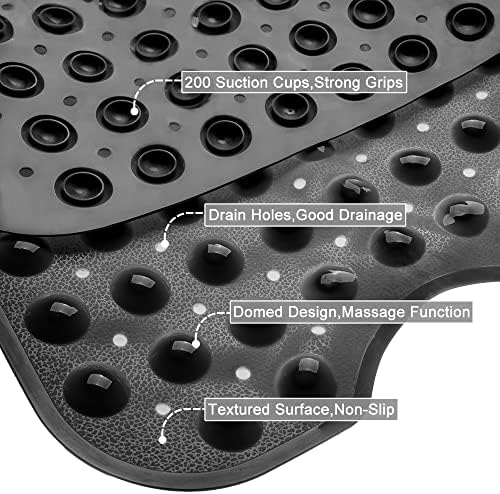 Extra Long Non-Slip Bathtub Shower Mat, 39 x 16 Inch Black Bath Mat - Image 3