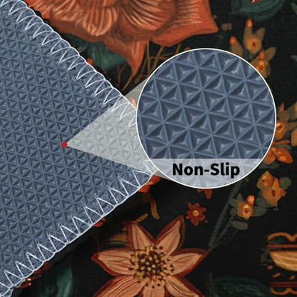 Giwawa Boho Floral Bath Rug Black Mid Century Bathtub Mat Absorbent Non Slip - Image 4