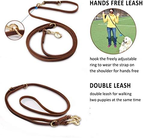 Multi Function 8ft Leather Dog Leash, Genuine Leather Leash Hands Free Dog - Image 3