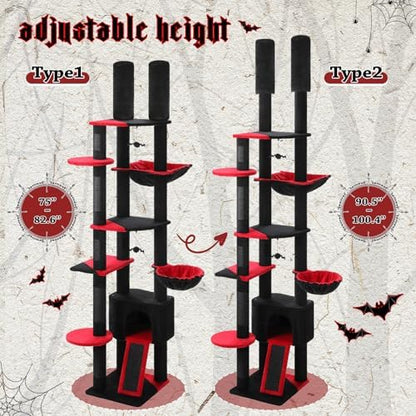 PEQULTI Floor to Ceiling Cat Tree Tower, Height Adjustable 230-252cm - Image 3