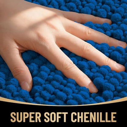 OLANLY Thick Chenille Absorbent Bathroom Rugs Mat 36x24, Deep Navy Blue - Image 2