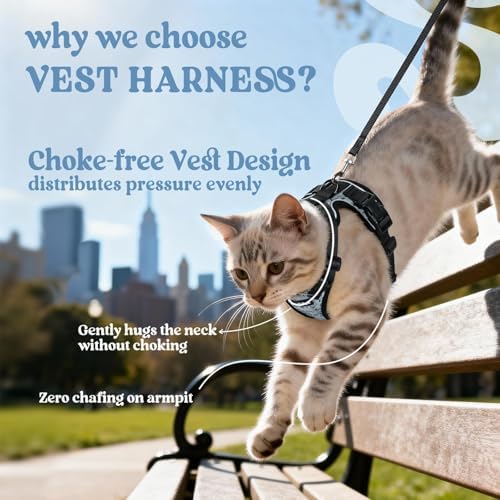rabbitgoo Cat Harness and Leash Set, Escape Proof Vest, Doodle Gray - Image 3