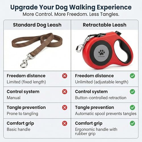 16 ft Retractable Dog Leash for Extra Large Dogs up to 130 lbs, Tangle-Free - Image 6