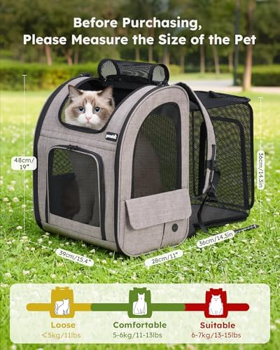 pecute Cat Backpack Expandable, Dog Carrier Backpack Breathable - Image 2