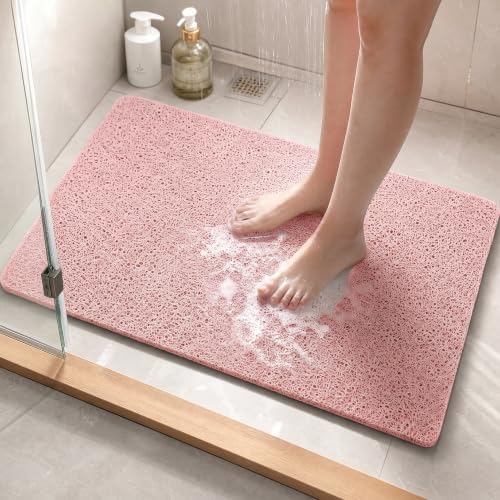 Shower Mat Non Slip, 16 x 24 Inch, Soft PVC Loofah Bath Mats by BLESWIN
