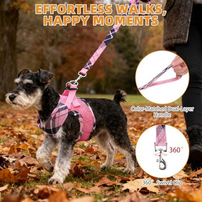 KOOLTAIL Small Dog Harness and Leash Set, Cute Pink Girl Puppy Harness - Image 6