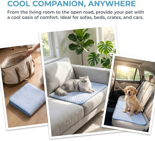 Dog Cooling Mat for cats Medium Pets, Gel Free Ice Silk Self Cooling Pad - Image 6
