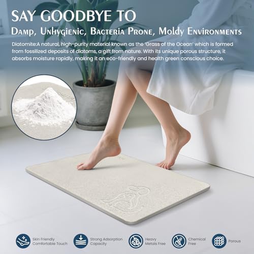 Stone Bath Mat Quick Drying Absorbent Shower Mat Diatomaceous Earth Pad - Image 2