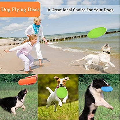 XIGOU Dog Flying Disc, 3 Pack Dog Flyer Toys, Soft Rubber Interactive - Image 2