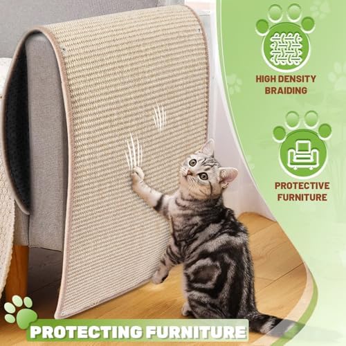 Uranshin Natural Sisal Cat Wall Climbing Carpet, Wall Scratcher Mat Pad - Image 4