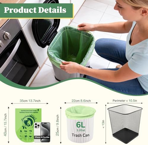 Small Trash Bags 1.2 Gallon, Compost Bin Liners - Image 2