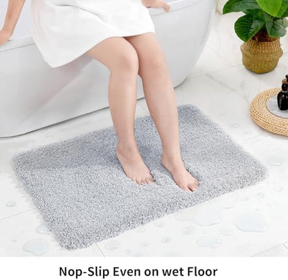 Disolla Silver Grey Bathroom Runner Rug 24x70, Plush Extra Large Bath Mat - Image 3