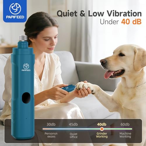 PAPIFEED Dog Nail Grinder with LED Light, Ultra Quiet 3-Speed Electric Nail File - Image 3