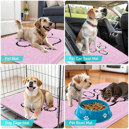 OLANLY Dog Door Mat for Muddy Paws 30x20, Paw Print Design Chenille Mud Mat - Image 7