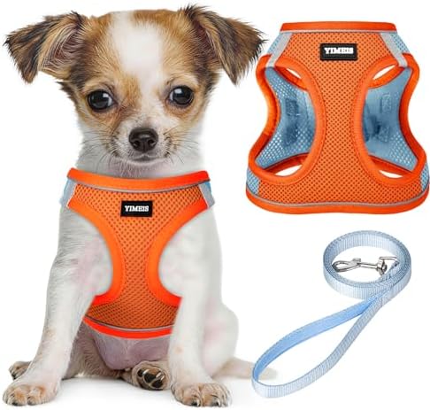 No Pull Dog Puppy Harness and Leash Set Reflective Mesh Vest Small by YIMEIS