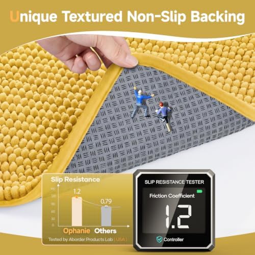 Ophanie Yellow Bathroom Rugs 36x24, Soft Chenille Bath Mat, Non Slip Absorbent - Image 4