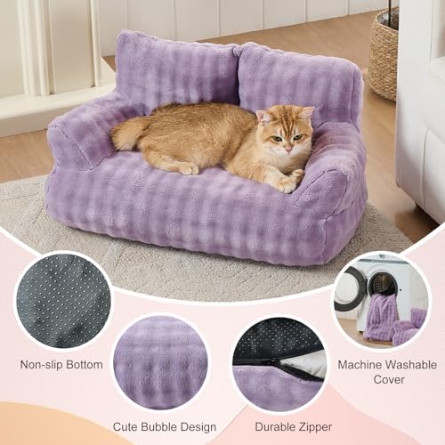 Cat Couch Bed, Cute Pet Sofa for Indoor Cats, Dusty Purple - Image 3