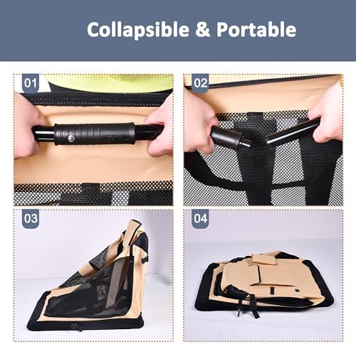 JESPET 3 Door Portable Collapsible Soft Dog Crate Carrier - Image 4