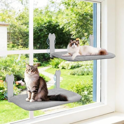 Large Size Cat Window Perch 2 Pack, Cordless Cat Window Hammock by Turbosus