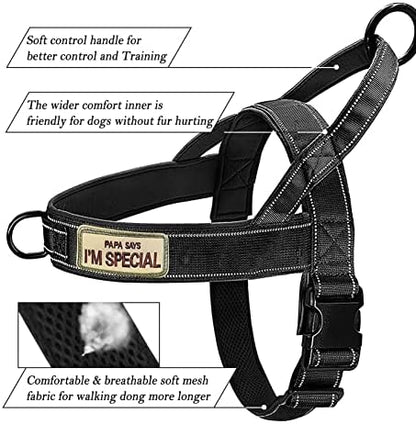 No Pull Dog Harness Black for Small Medium Large Sized Dog, Reflective Escape - Image 4