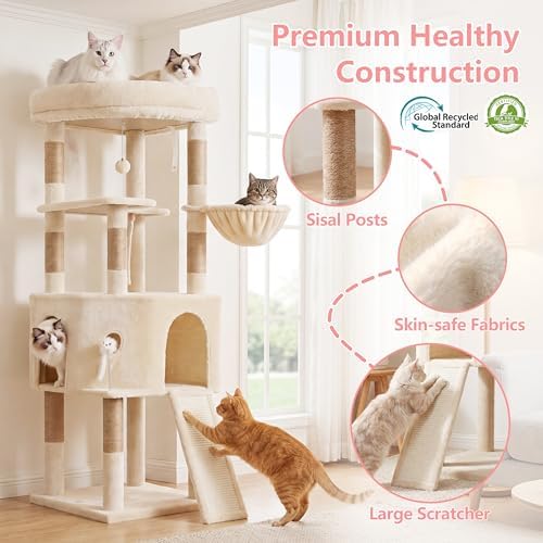 Cat Tree, 61 Inch Tall Cat Tower, Diamond-Shaped Cat Cave VCT001MJ - Image 5