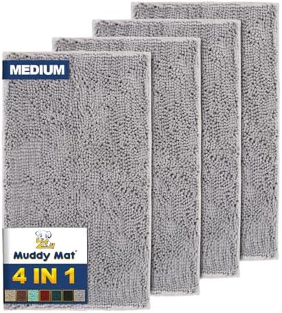 Muddy Mat® 4-Piece Grey Medium 30"X19" AS-SEEN-ON-TV Highly Absorbent by MuddyMat%C2%AE