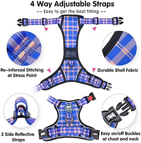 PoyPet Plaid Dog Harness Small, No Pull Vest - Image 3